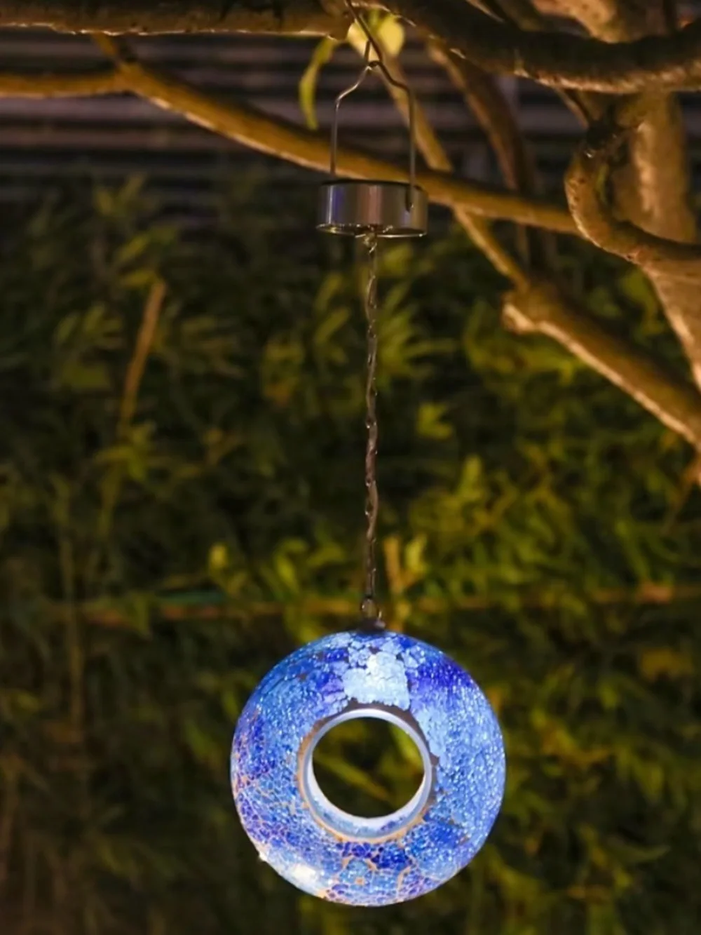 6.3” Solar Mosaic Fly Thru Hanging Bird Feeder - Decorative Outdoor Seed Feeder